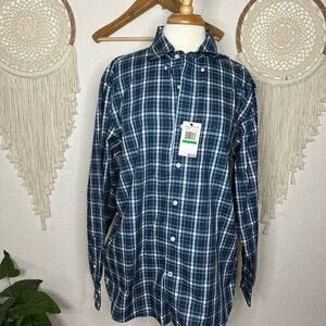 Nautica Blue and White Plaid Button Down Shirt NEW Large